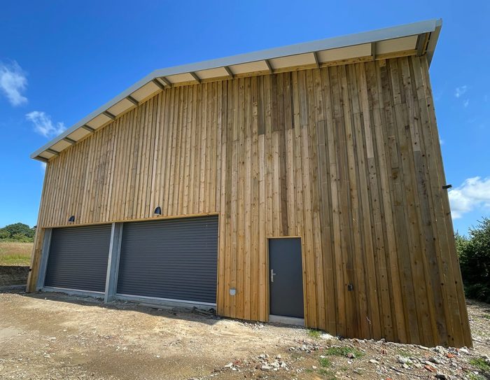 Timber cladding on the new winery for Beacon Down, Sussex