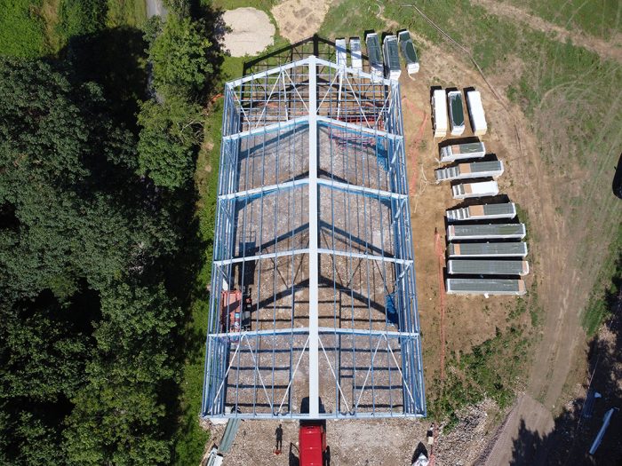 Aerial view of Henners Vineyard Steel Frame Production facilities in construction