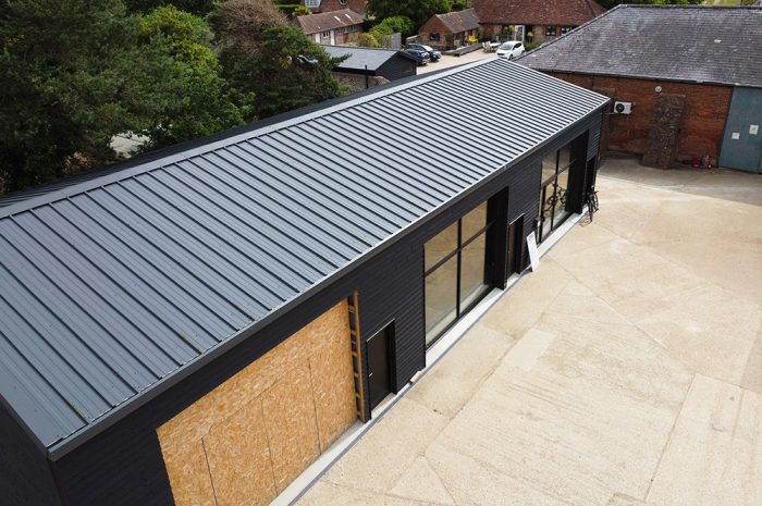 New steel frame industrial units on commercial estate in a rural setting