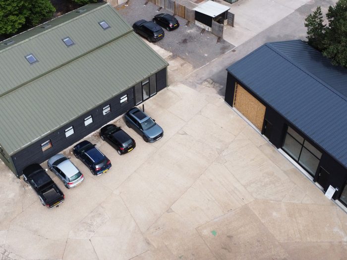 Office workshop buildings newly clad on industrial estate